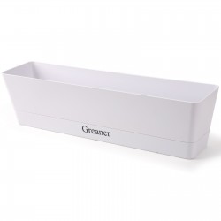 GREANER 16x3.8 Inch Window Boxes Planters, 1PCS Plastic Rectangle Potwith Tray, Lightweight Indoor Succulent Cactus Flowers Vegetable Herb Planters for Balcony, Office, Garden, Outdoor, Windowsill