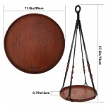 SUREAM Macrame Plant Hanger, Handmade Cotton Plant Hangers with Wood Tray, Flower Pot Holder for Living Room Bedroom Kitchen Decor