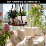 SUREAM Macrame Plant Hanger, Handmade Cotton Plant Hangers with Wood Tray, Flower Pot Holder for Living Room Bedroom Kitchen Decor