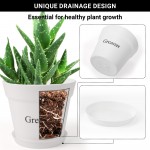 GREANER 4 Inch Plant Pot, White Plant Pots Indoor with Drainage, Thickened Succulent Planters with Saucers for Home Garden Indoor Outdoor Flowers