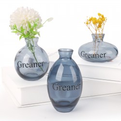 Suream Blue Small Vase, 3 Packs Decorative Bud Vases in Bulk for Centerpieces, Mini Vases for Rustic Wedding Floral Arrangements Home Decorations