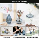 Suream Blue Small Vase, 3 Packs Decorative Bud Vases in Bulk for Centerpieces, Mini Vases for Rustic Wedding Floral Arrangements Home Decorations